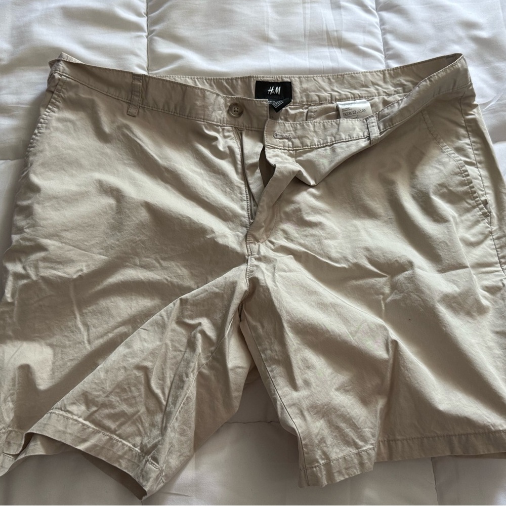 H&M Tan Flat Front Shorts for Casual Wear